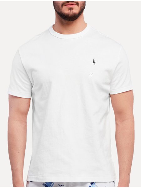 Camiseta Ralph Lauren Masculina Custom Slim Fit Branca