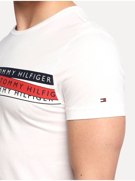 Camiseta Tommy Hilfiger Masculina Corp Chest Taping Branca