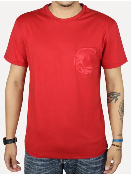Camiseta Reserva Masculina Estampada Selo Onda Vermelha