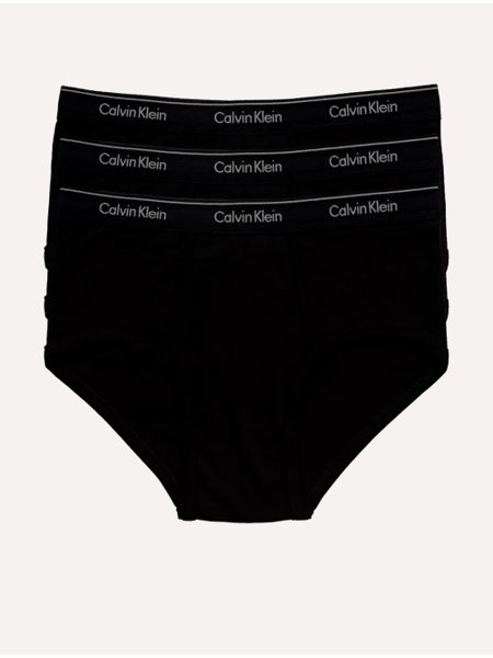 Cuecas Calvin Klein Underwear Brief Cotton Rib Preta Pack 3UN