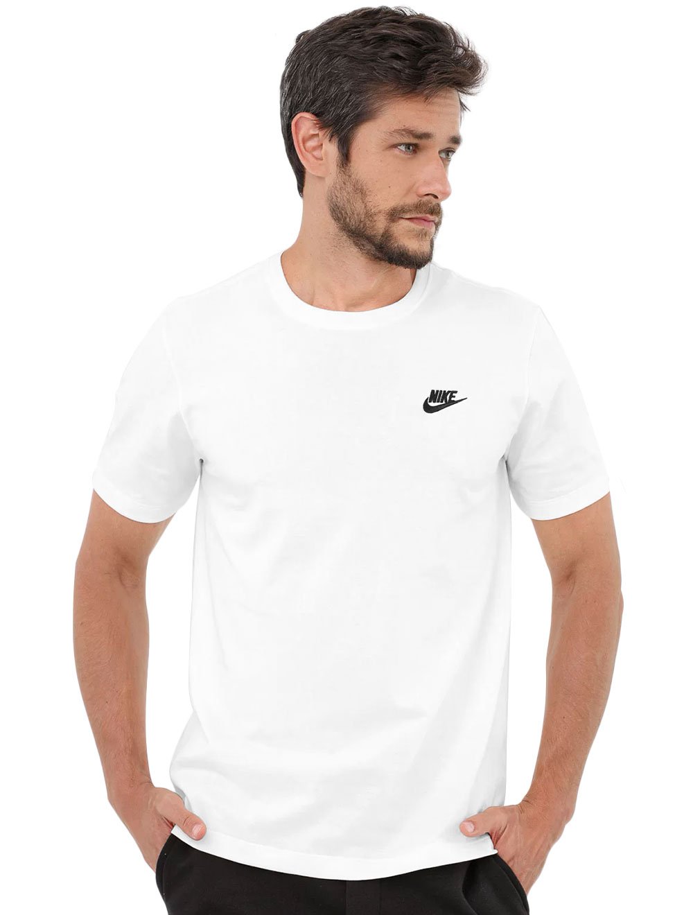 Camiseta Nike Masculina Sportswear Club Logo Branca