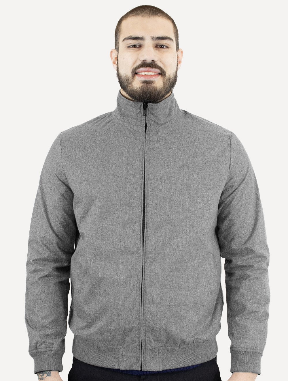 Jaqueta Aramis Masculina Bomber Dupla Preta/Grafite Mescla