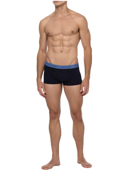 Cuecas Calvin Klein Low Rise Trunk Print Branca Azul Médio Marinho Pack 3UN