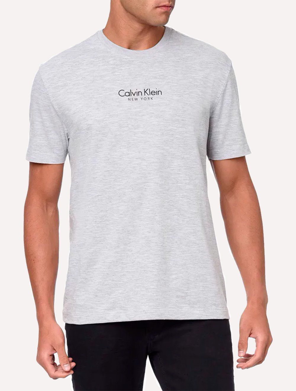 Camiseta Calvin Klein Masculina Flame CK New York Cinza Mescla