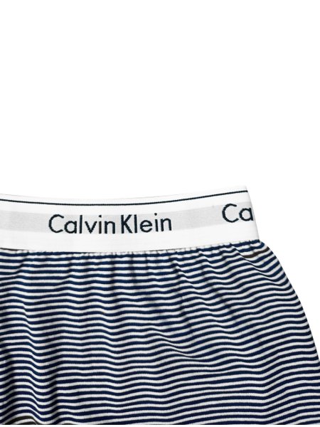 Pijama Calvin Klein Masculino Manga Curta Short Visco Stripes Azul Escuro
