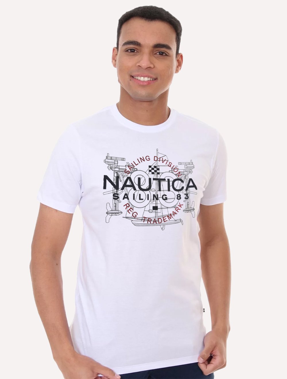 Camiseta Nautica Masculina Sailing Division Graphic Branca
