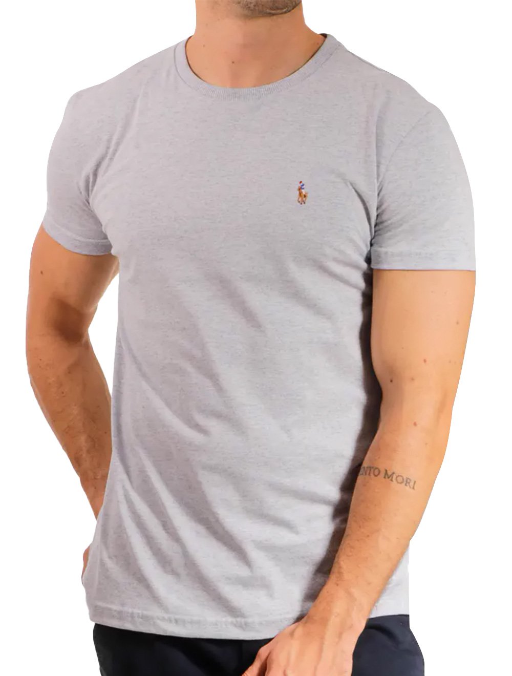 Camiseta Ralph Lauren Masculina Essential Color Icon Cinza Mescla