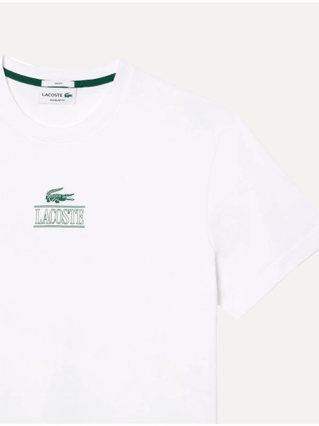 Camiseta Lacoste Masculina Regular Cotton Jersey Vintage Branded Branca