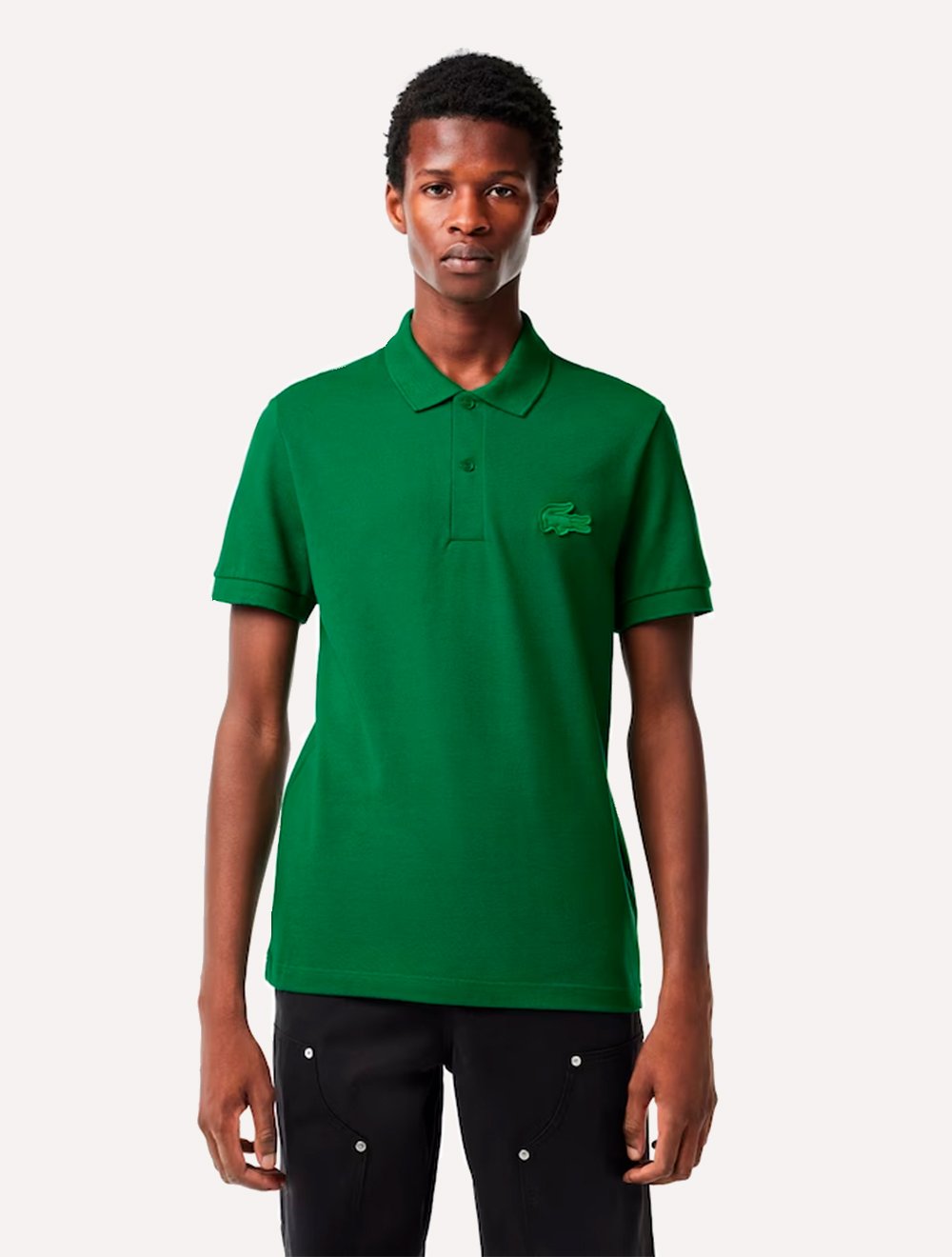 Polo Lacoste Masculina Regular Piquet Quilted Crocodile Badge Verde