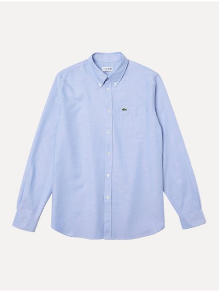 Camisa Lacoste Masculina Regular Fit Oxford Classic Azul Mescla