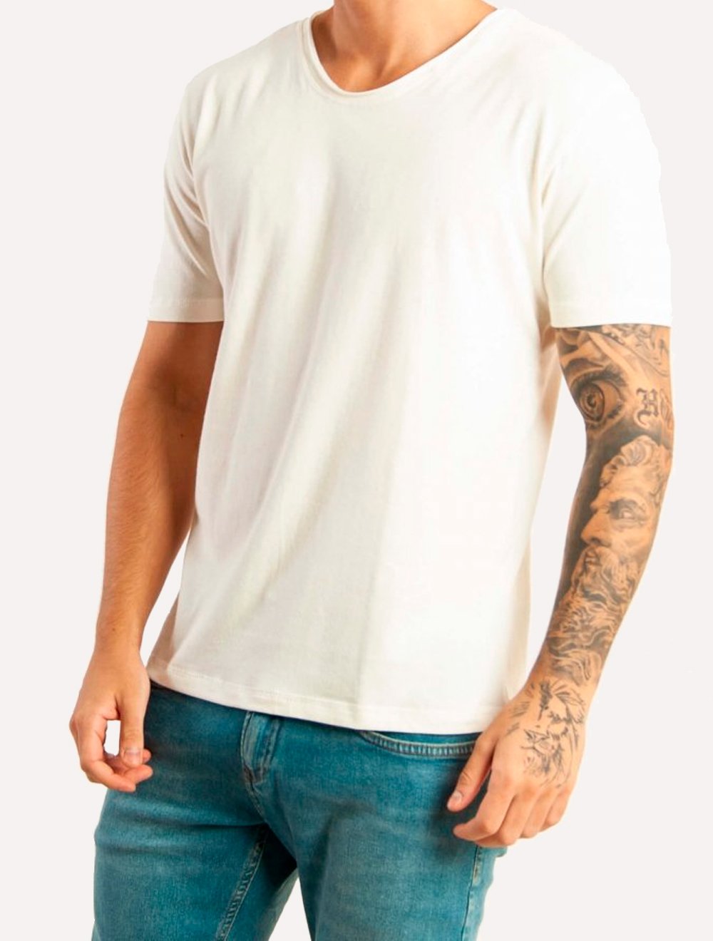Camiseta King & Joe Masculina Slim Flex Lisa Off-White