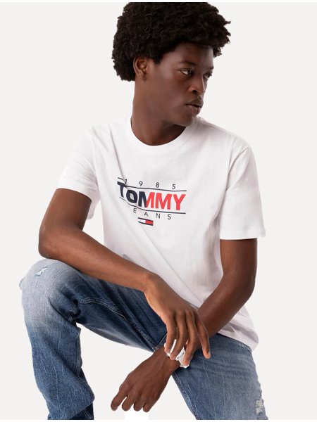 Camiseta Tommy Jeans Masculina 1985 American Original Branca