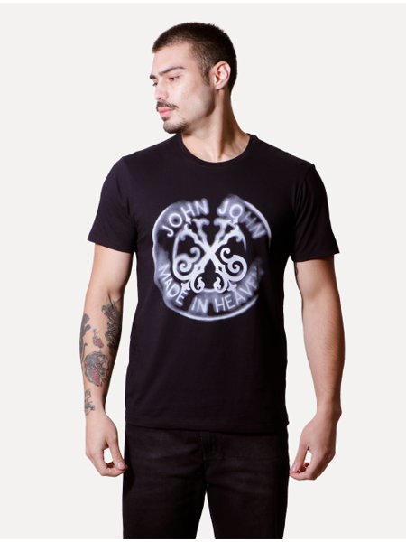 Camiseta John John Masculina Sketch Duo Skull Preta - Compre Agora
