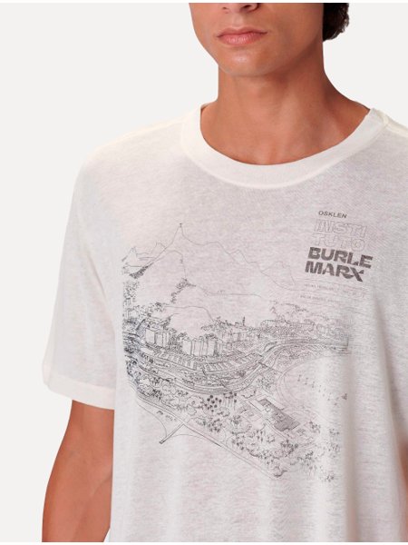 Camiseta Osklen Masculina Regular Light Burle Marx Graphic Off-White