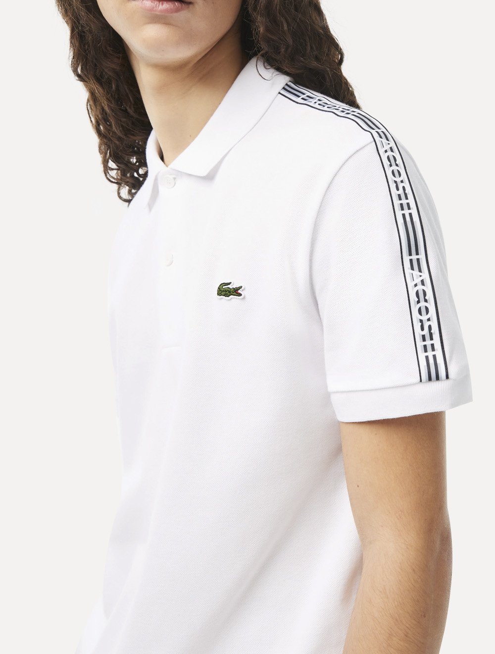 Polo Lacoste Masculina Regular Piquet Signature Sash Branca