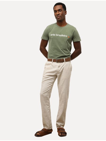 Camiseta Osklen Masculina Slim Stone Arte Brasilieira Verde