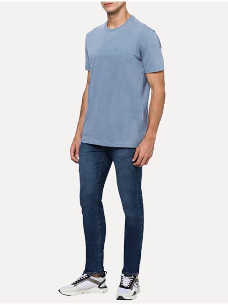 Camiseta Calvin Klein Jeans Masculina Black New Logo Stoned Azul Claro