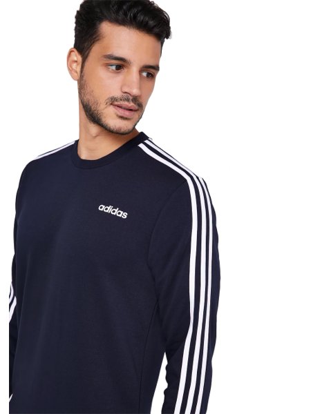Blusa Moletom Adidas 3 Listras Essentials Classic Masculino - Preto+Branco