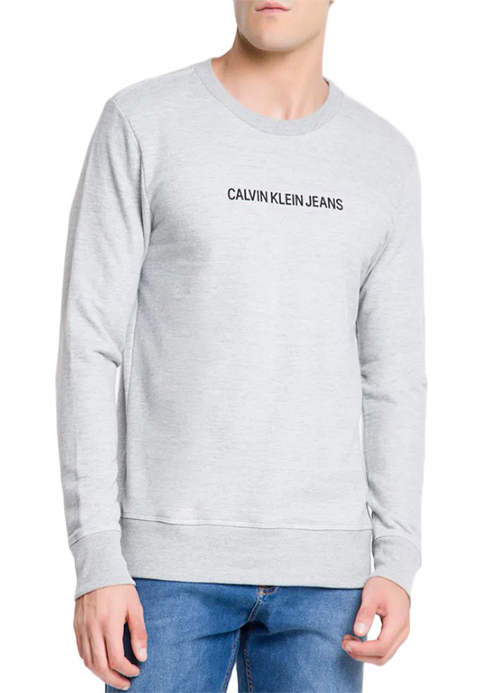 Moletom Calvin Klein Jeans Masculino Classic Front Cinza | Secret Outlet
