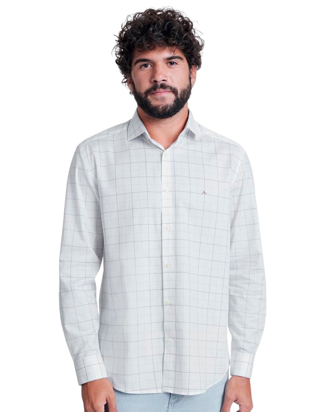 Camisa Aramis Masculina Regular Tricoline Large Xadrez Off-White