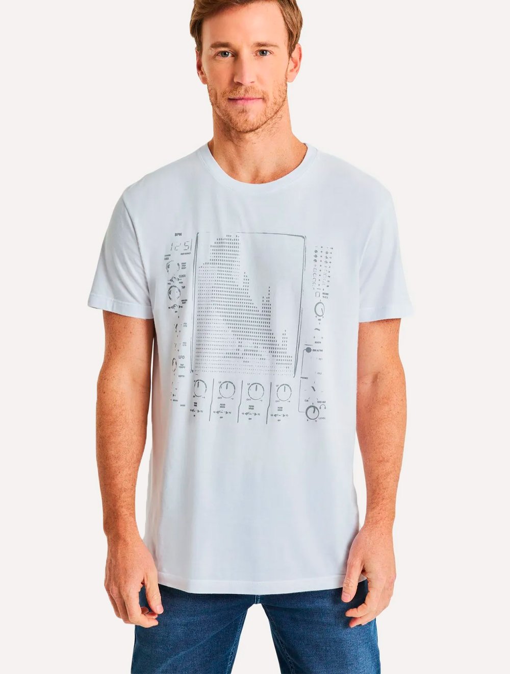 Camiseta Reserva Masculina Estampada Eletro Sample Branca