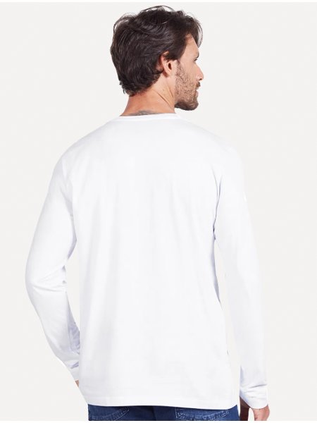 Camiseta Aramis Masculina Manga Longa Basica Logo Branca
