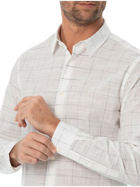 Camisa Sergio K Masculina Regular Xadrez Quadros Off-White