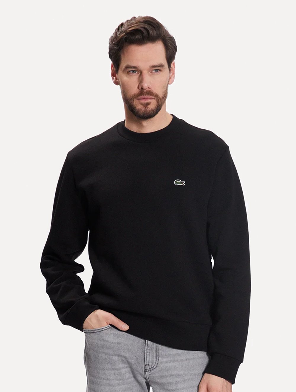 メンズウェア CLUBHAUS x Lacoste Crew Sweat Black M Moletom Lacoste Masculino Crewneck Classic Croco Preto | Secret Outlet