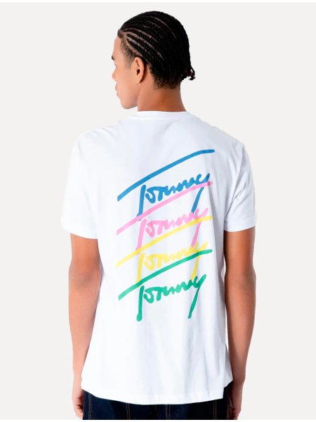 Camiseta Tommy Jeans Masculina Multiple Signature Artwork Branca