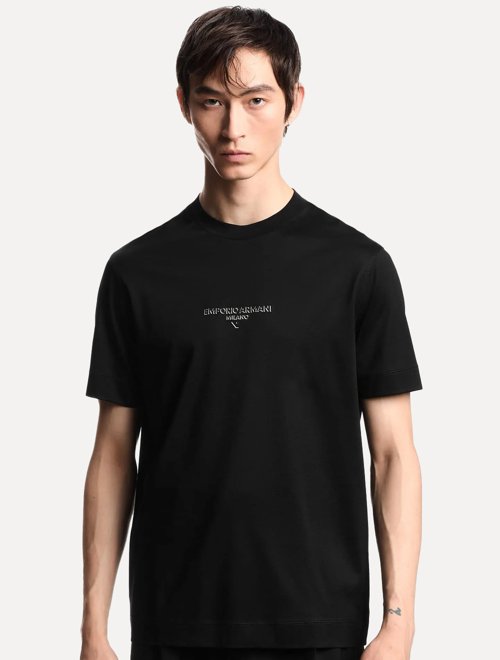 Camiseta Emporio Armani Masculina Jersey Logo Chest Azul Marinho