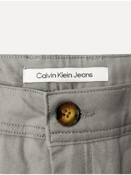 Calça Calvin Klein Jeans Masculina Slim Sarja Cinza
