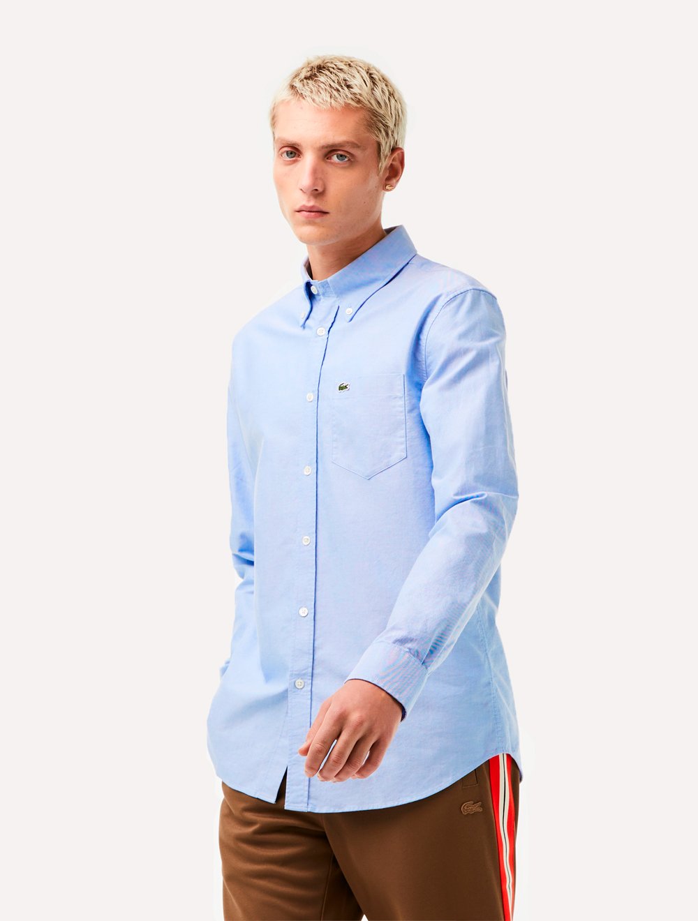 Camisa Lacoste Masculina Regular Fit Oxford Classic Azul