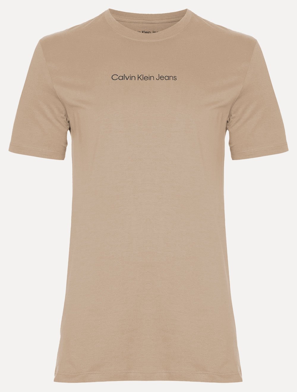 Camiseta Calvin Klein Jeans Masculina Institutional New Logo Cáqui Médio