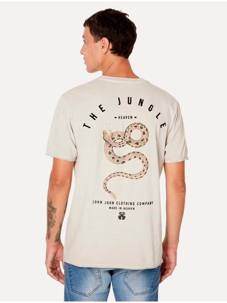 Camiseta John John Masculina Regular Snake Jungle Caqui Escuro