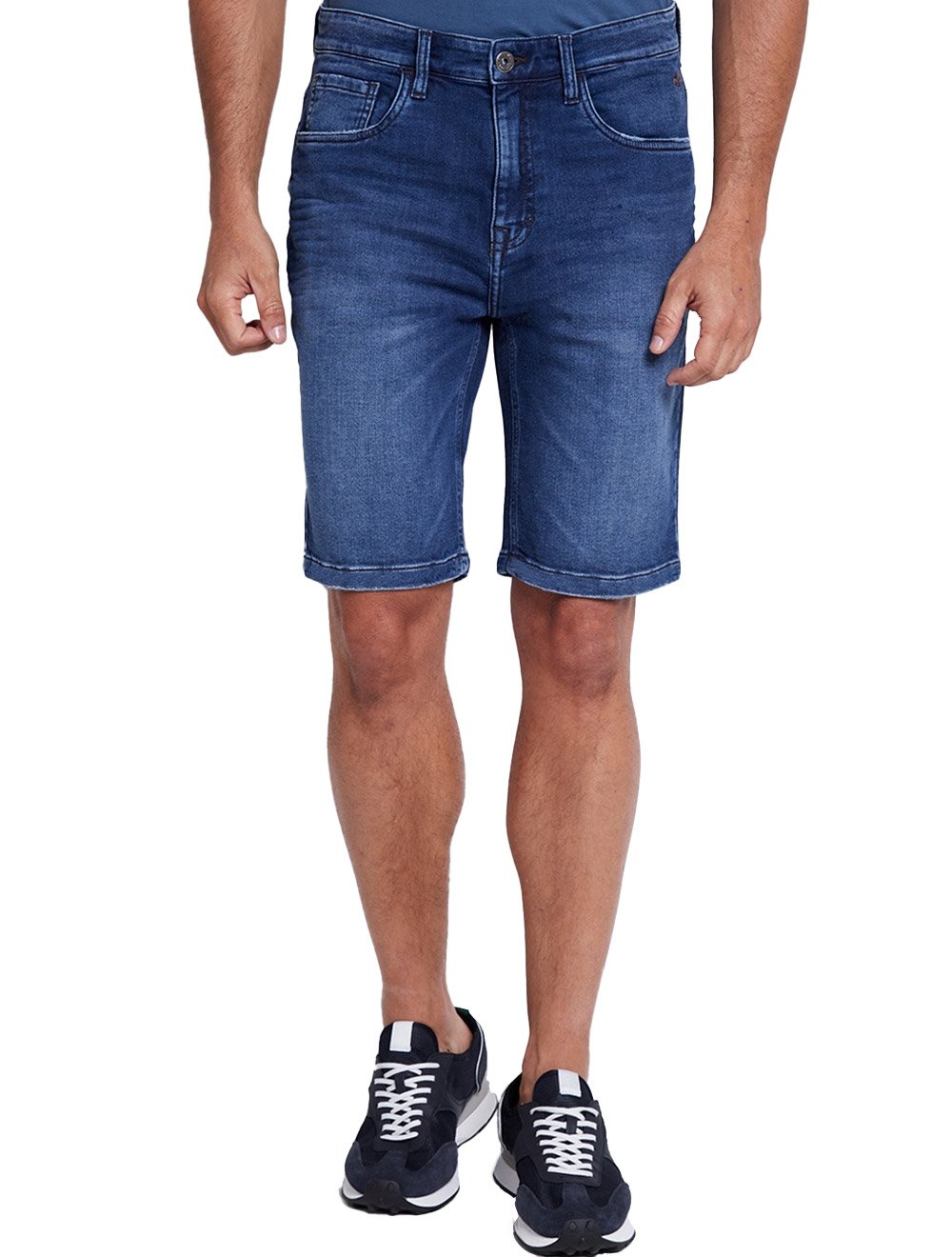 Bermuda Dudalina Jeans Masculina Five Pockets Right Moletom Azul Médio