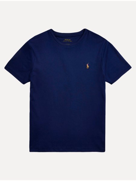 Camiseta Ralph Lauren Masculina Custom Slim Fit Coloured Logo Azul Marinho