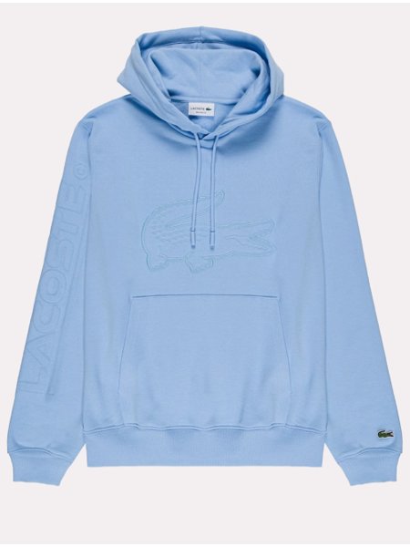 Moletom Lacoste Masculino Hoodie Padded Croco Azul Claro Secret