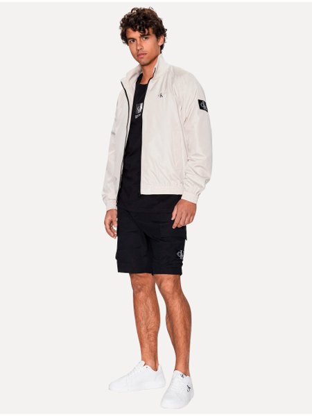 Jaqueta Calvin Klein Jeans Bomber Recycled Polyester Zip Up Off-White