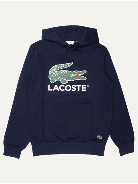 Moletom Lacoste Masculino Hoodie Classic Fit Cotton Fleece Logo Azul Marinho