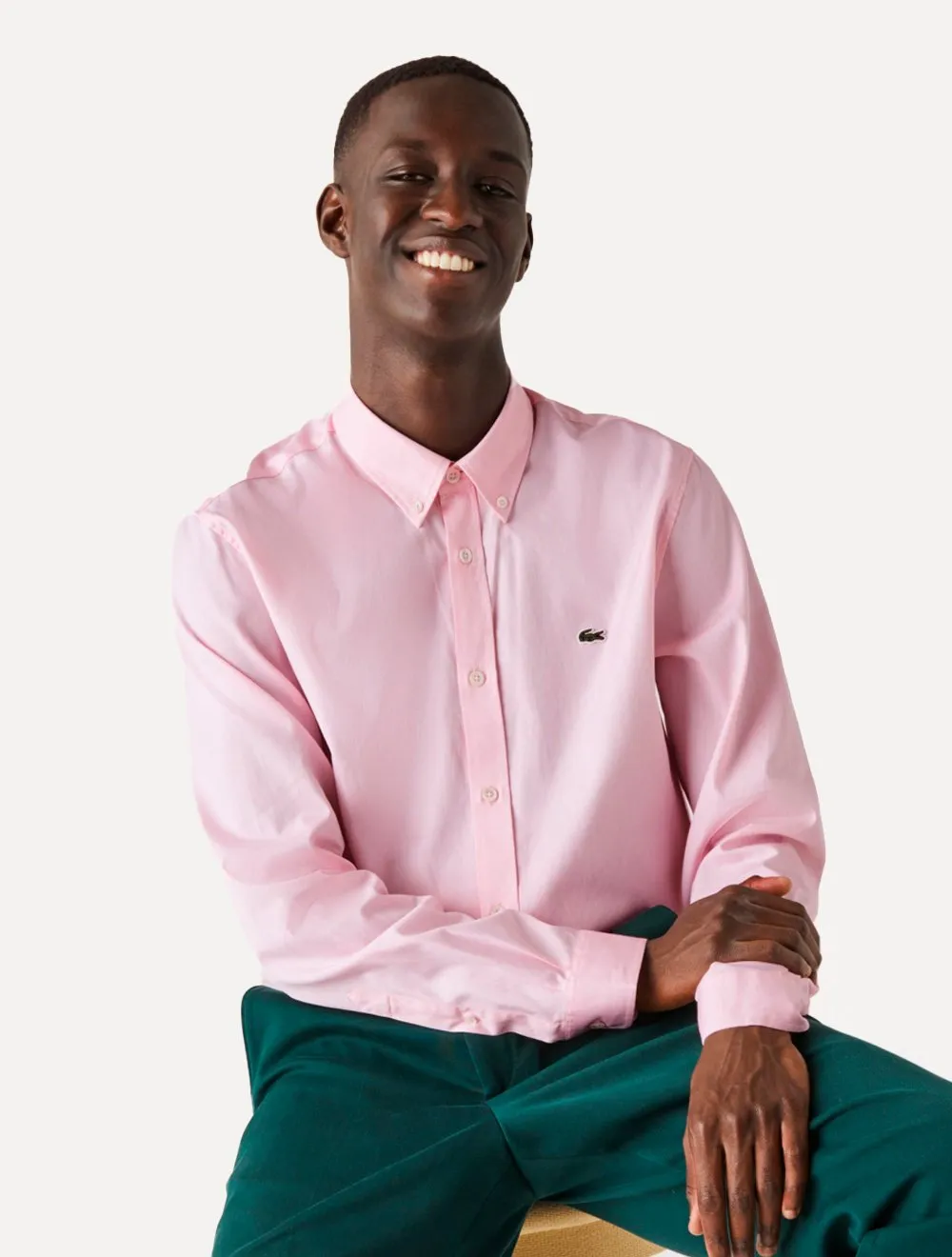 Camisa Lacoste Masculina Regular Premium Cotton Rosa Claro