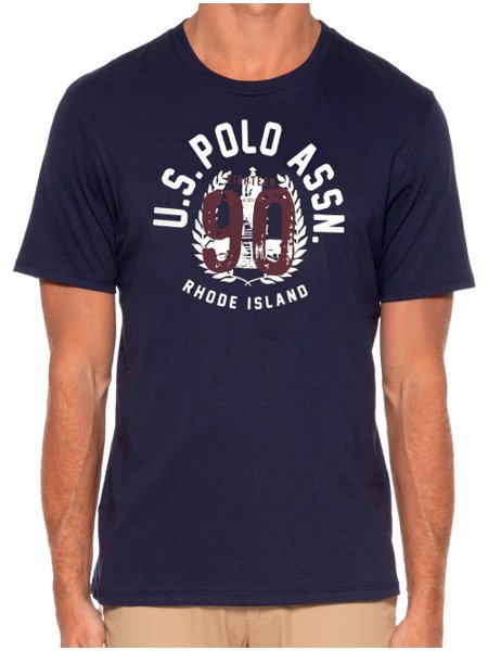 Camiseta U.S. Polo Assn Masculina Meia Malha Rhode Island Azul Marinho