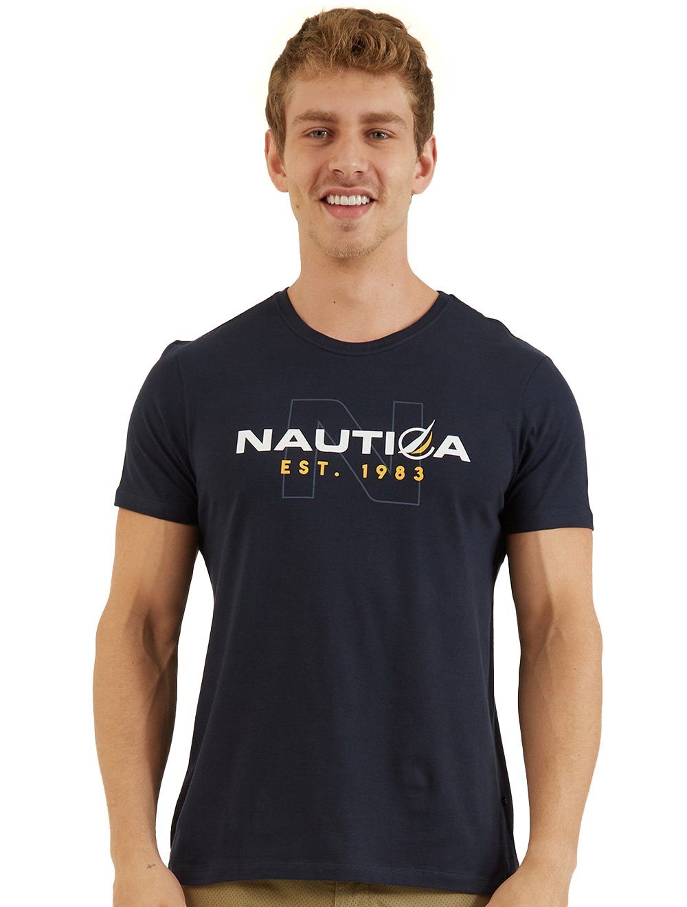 Camiseta Nautica Masculina Outline N Est. 1983 Azul Marinho