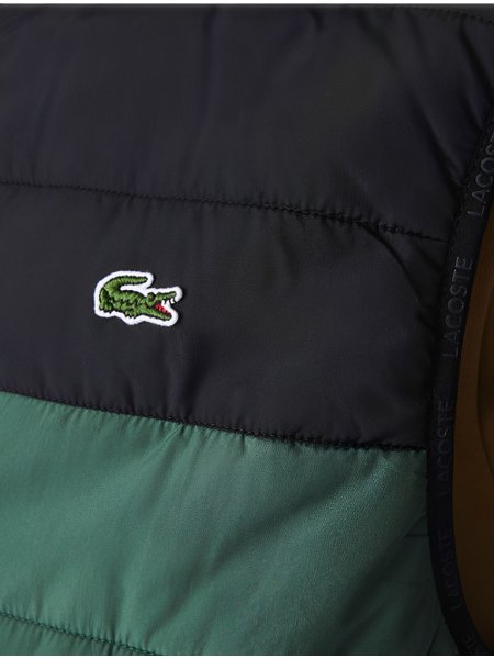 Colete Lacoste Masculino Padded Full-Zip Hooded Waterproof Verde/Preto