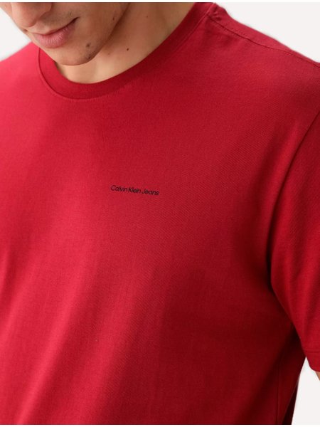 Camiseta Calvin Klein Jeans Masculina Dark New Logo Vermelho Escuro
