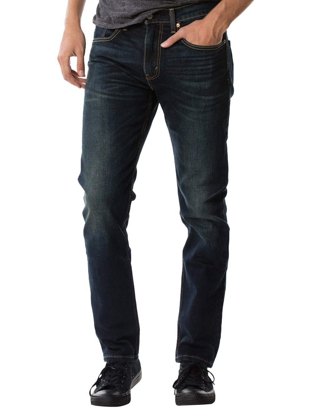 Calça Levis Jeans Masculina Regular 502 Taper Stretch Azul Marinho