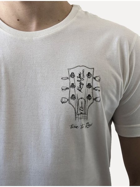 Camiseta King & Joe Masculina Slim Guitarra Off-White