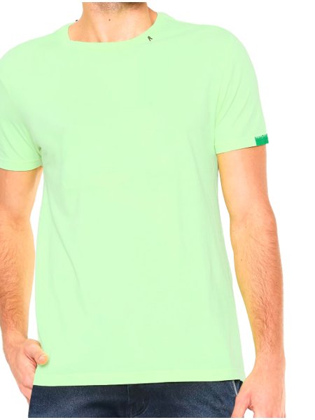 Camiseta Replay Masculina Basic Embroidered Logo Verde Claro