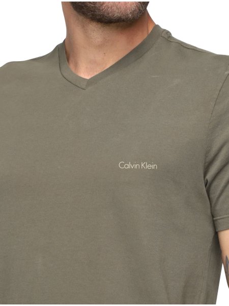 Camiseta Calvin Klein Masculina Tropical Area Azul Marinho 