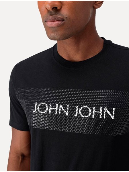 Camiseta John John Masculina Regular Logo Hive Preta