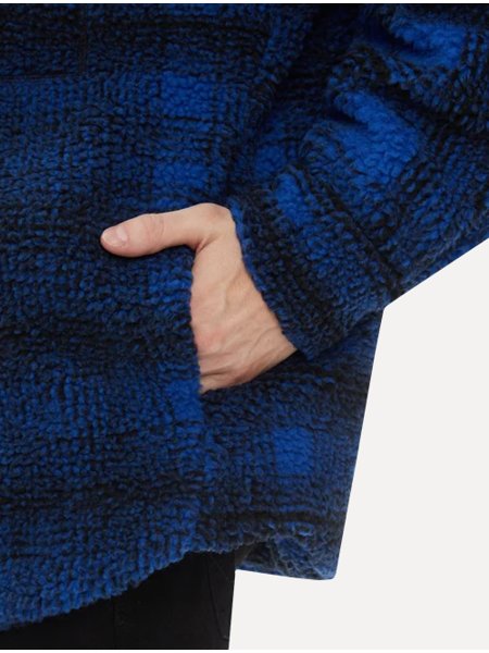 Jaqueta Calvin Klein Jeans Sherpa Overshirt Xadrez Azul Escuro